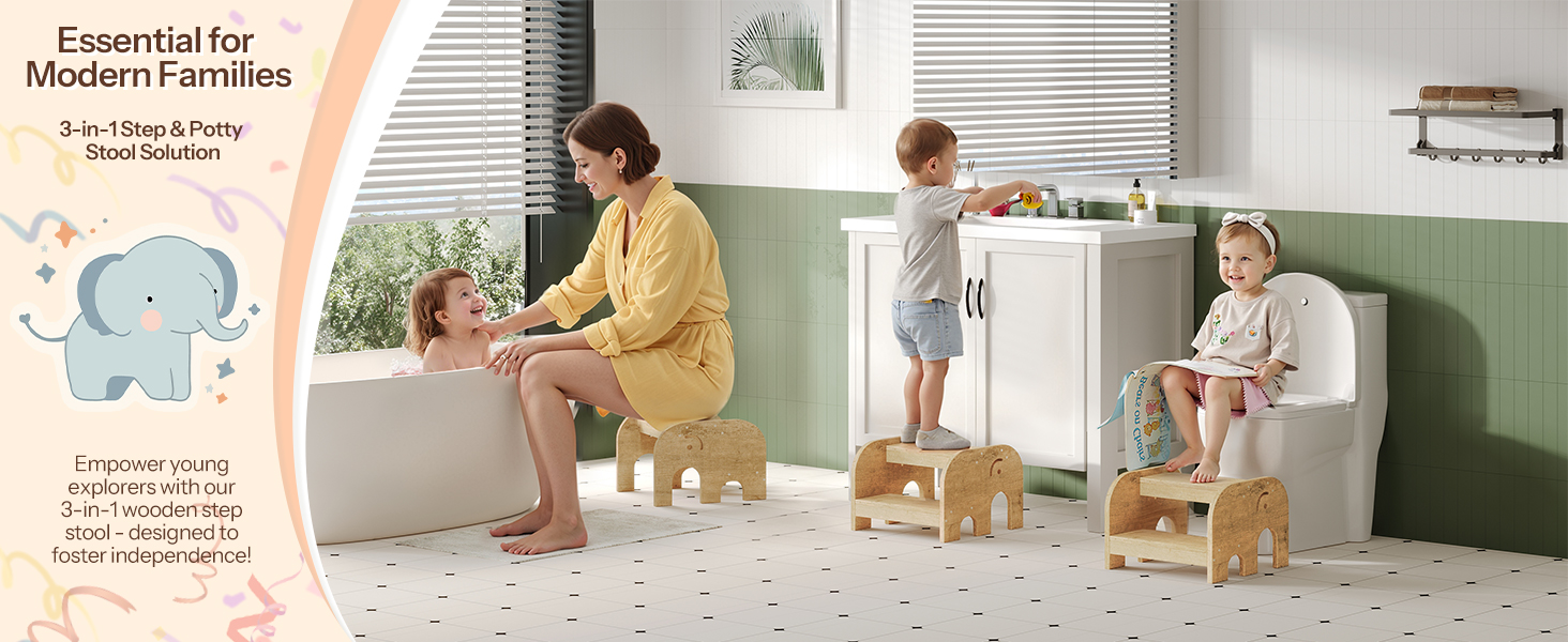 Подставка для малышей, Деревянный 2-уровневой стул в форме слонов