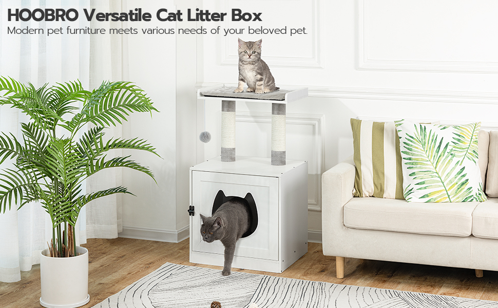 Katzentoilette mit Kratzbaumturm