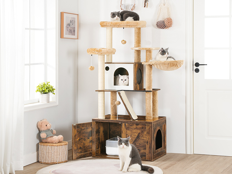 Macskafa alomdoboz-tartóval