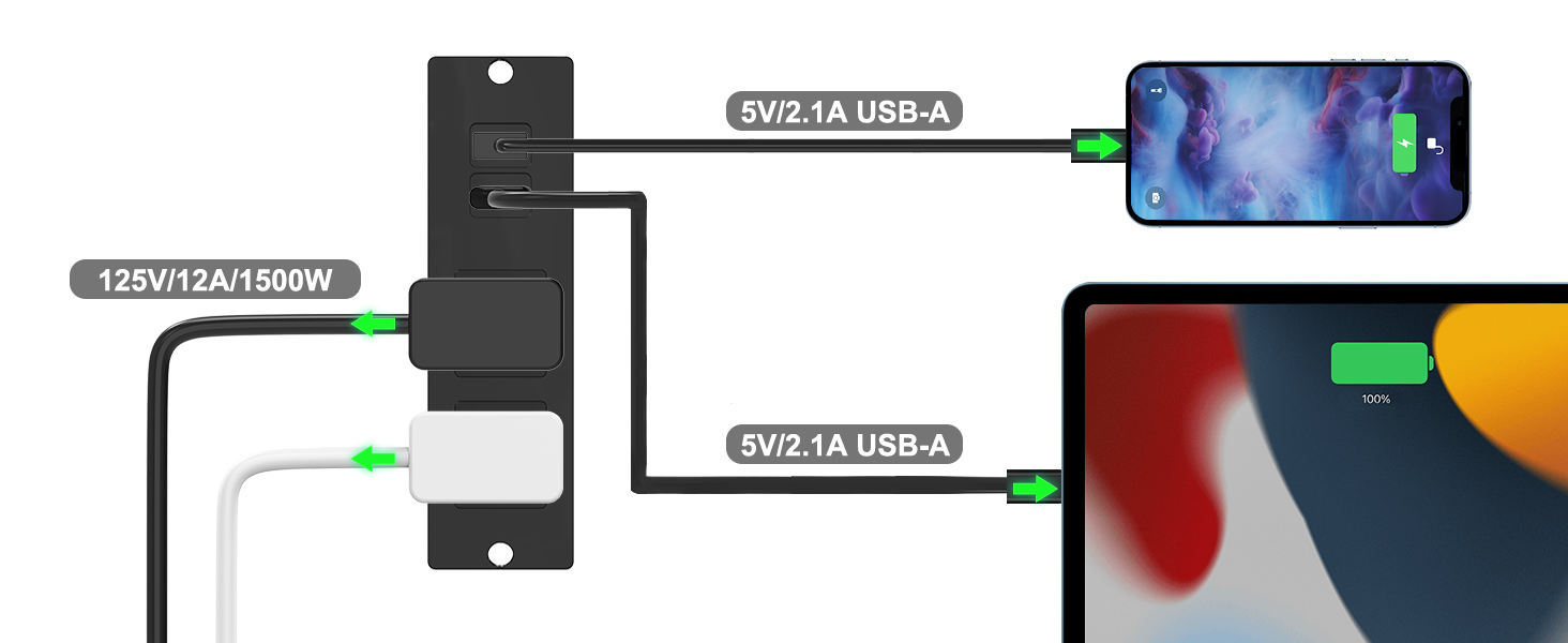 طاولة نهاية مع محطة chagings